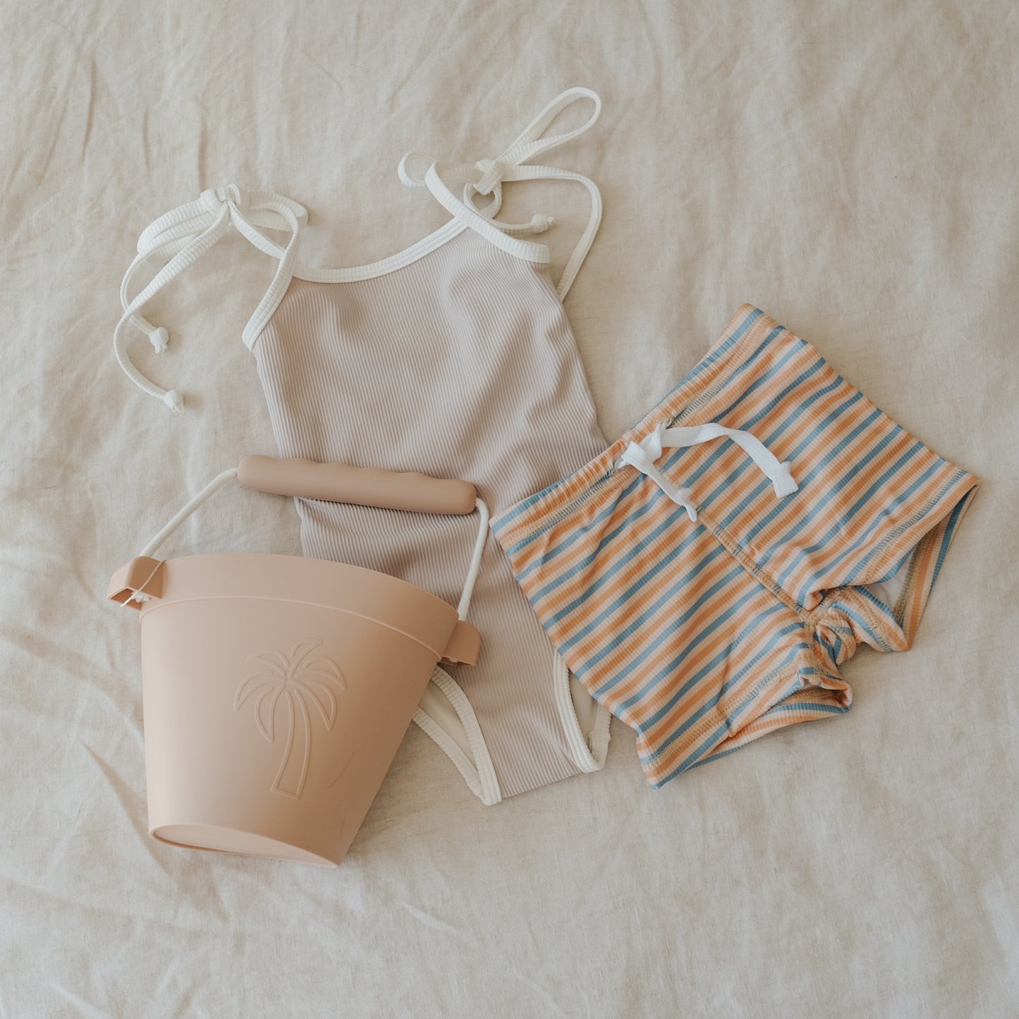 Kaea Girls Ribbed Onepiece Swimsuit - Cloud by Jeune Label