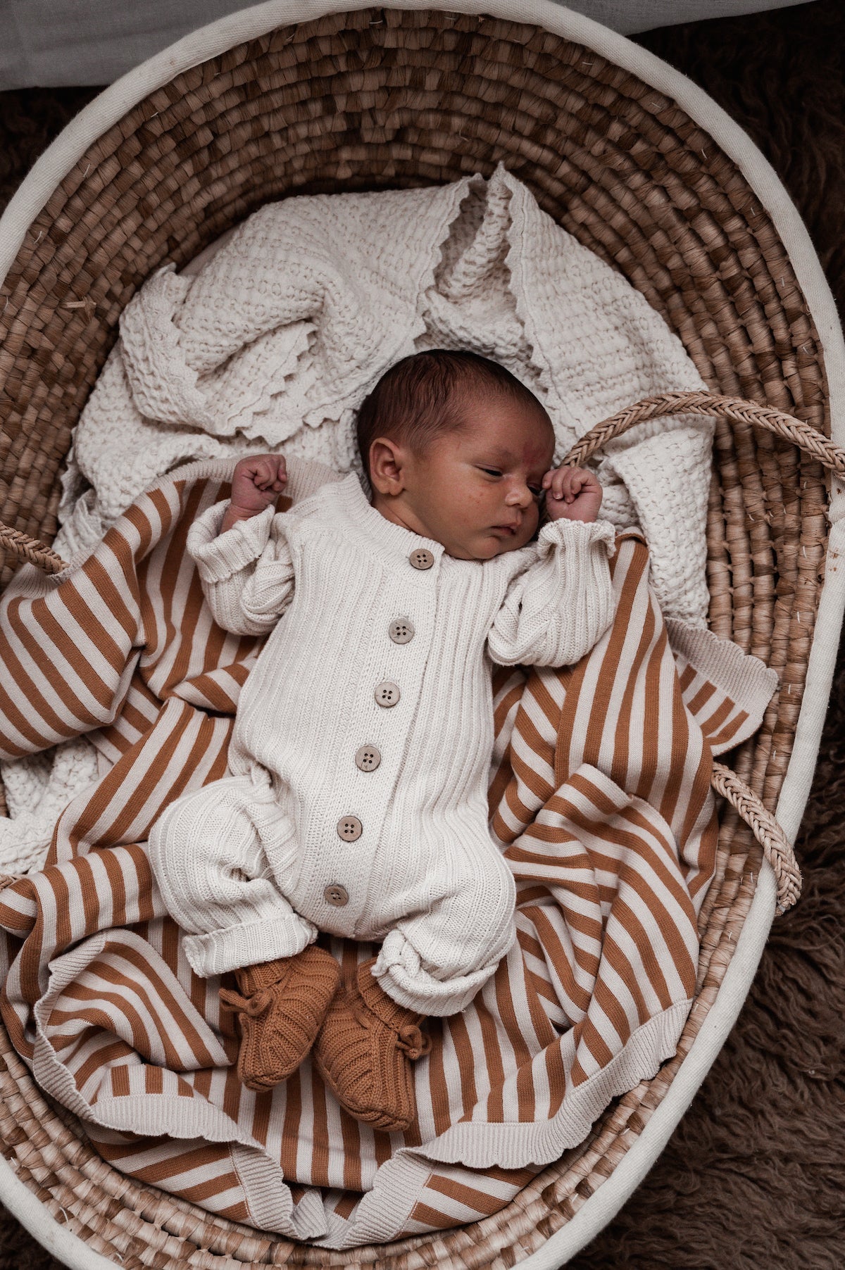 Ribbed Baby Booties - Clay