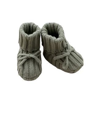 Ribbed Baby Booties - Sage