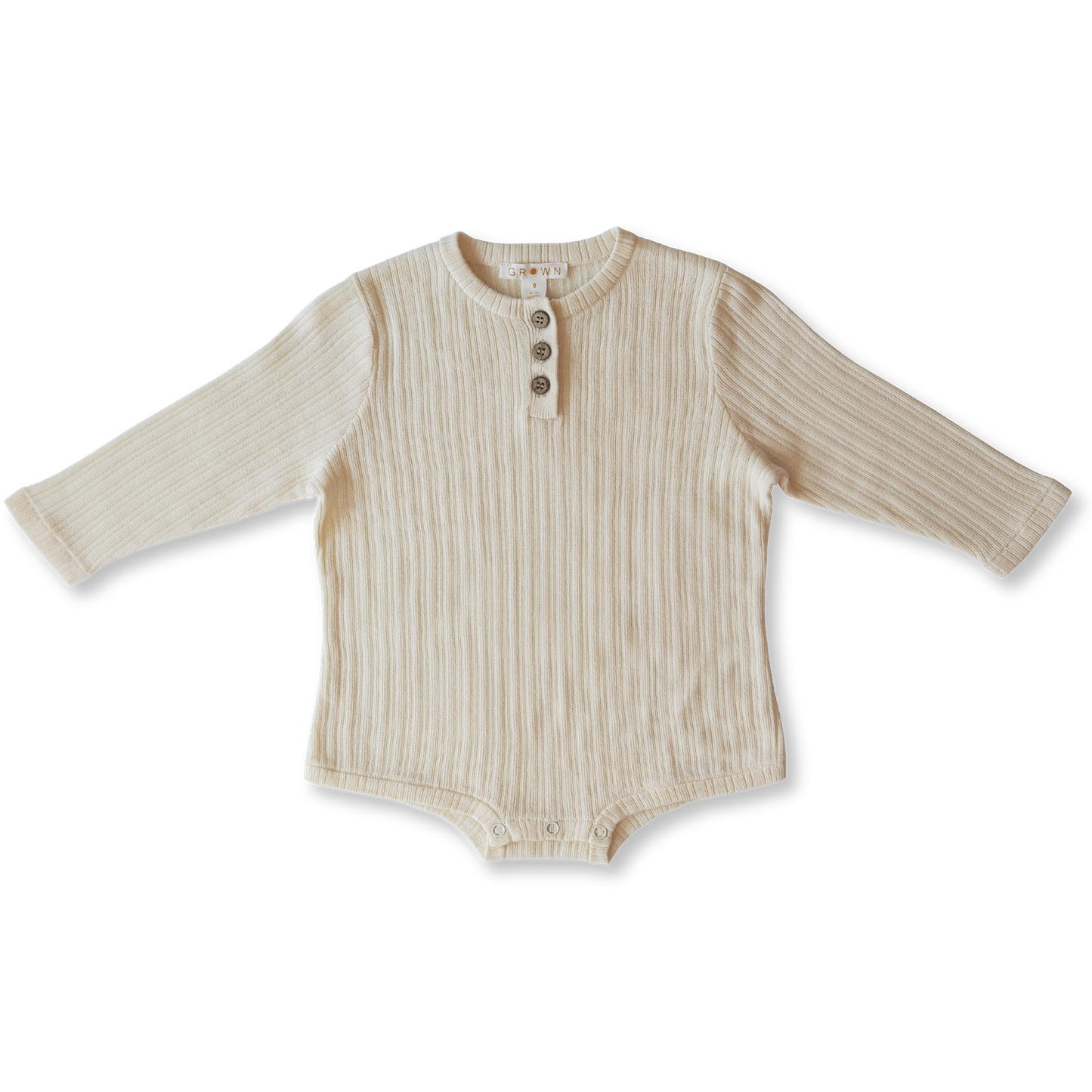 Ribbed button bodysuit -milk
