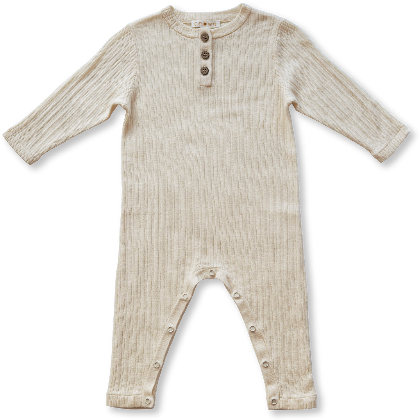 Ribbed button jumpsuit -milk
