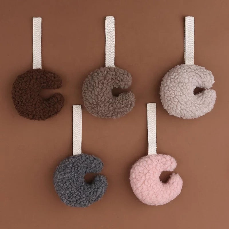 Plush moon pacifier holder
