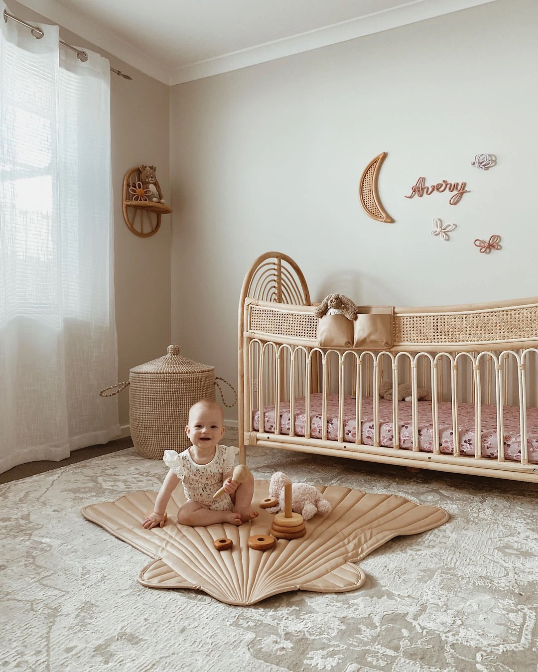 Vegan Leather Quilted Playmat Clam Shell - Nude