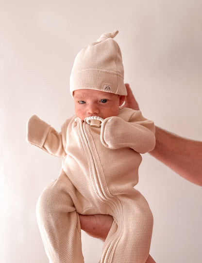 NEW My First Outfit - Footed Overalls & Beanie Set - Caramilk