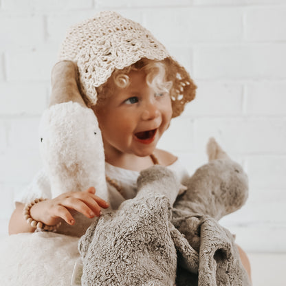 Crochet straw bucket hat light natural