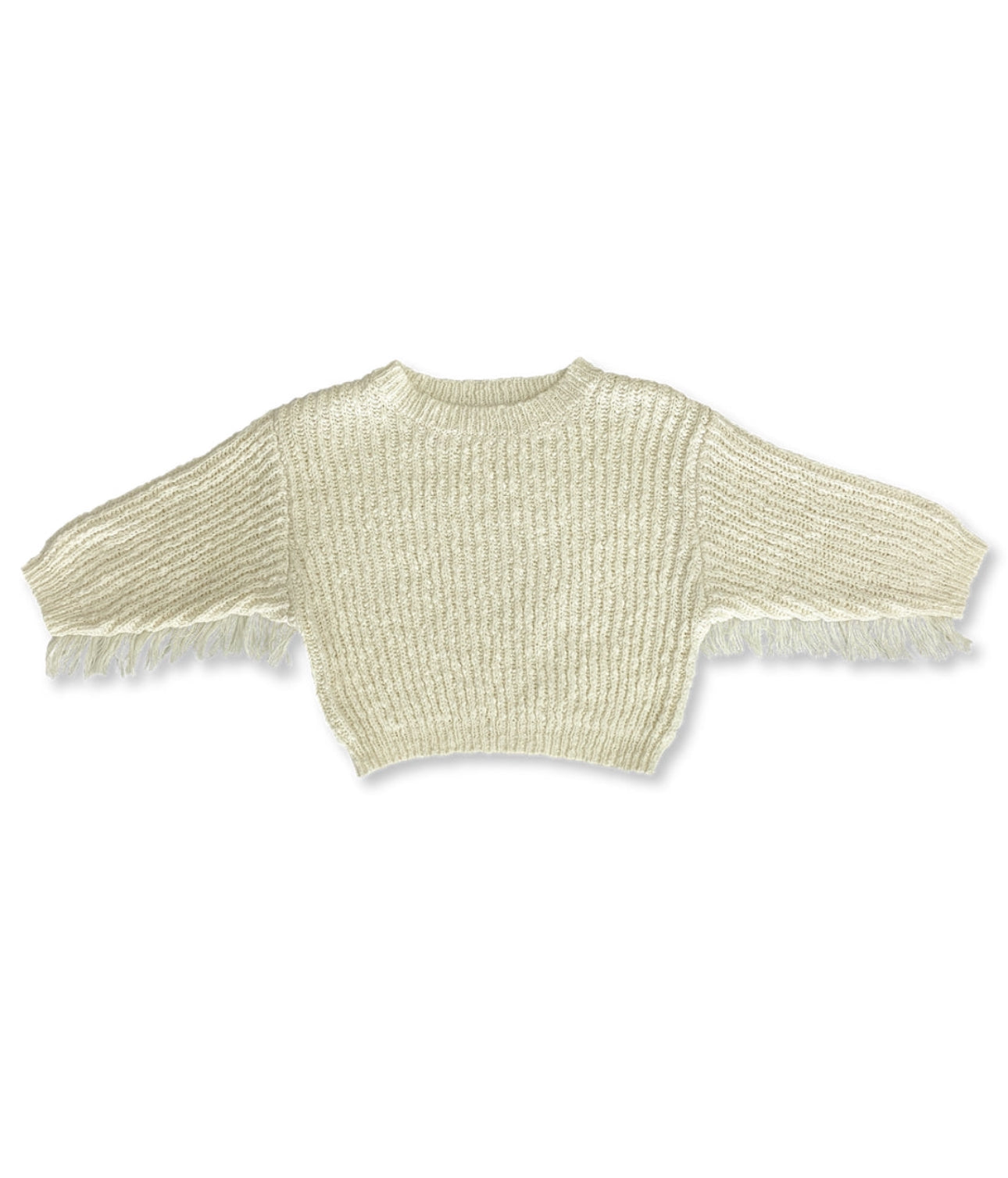 SLUB YARN FRINGE PULL OVER - MILK