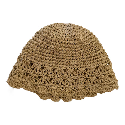 Crochet straw bucket hat light natural