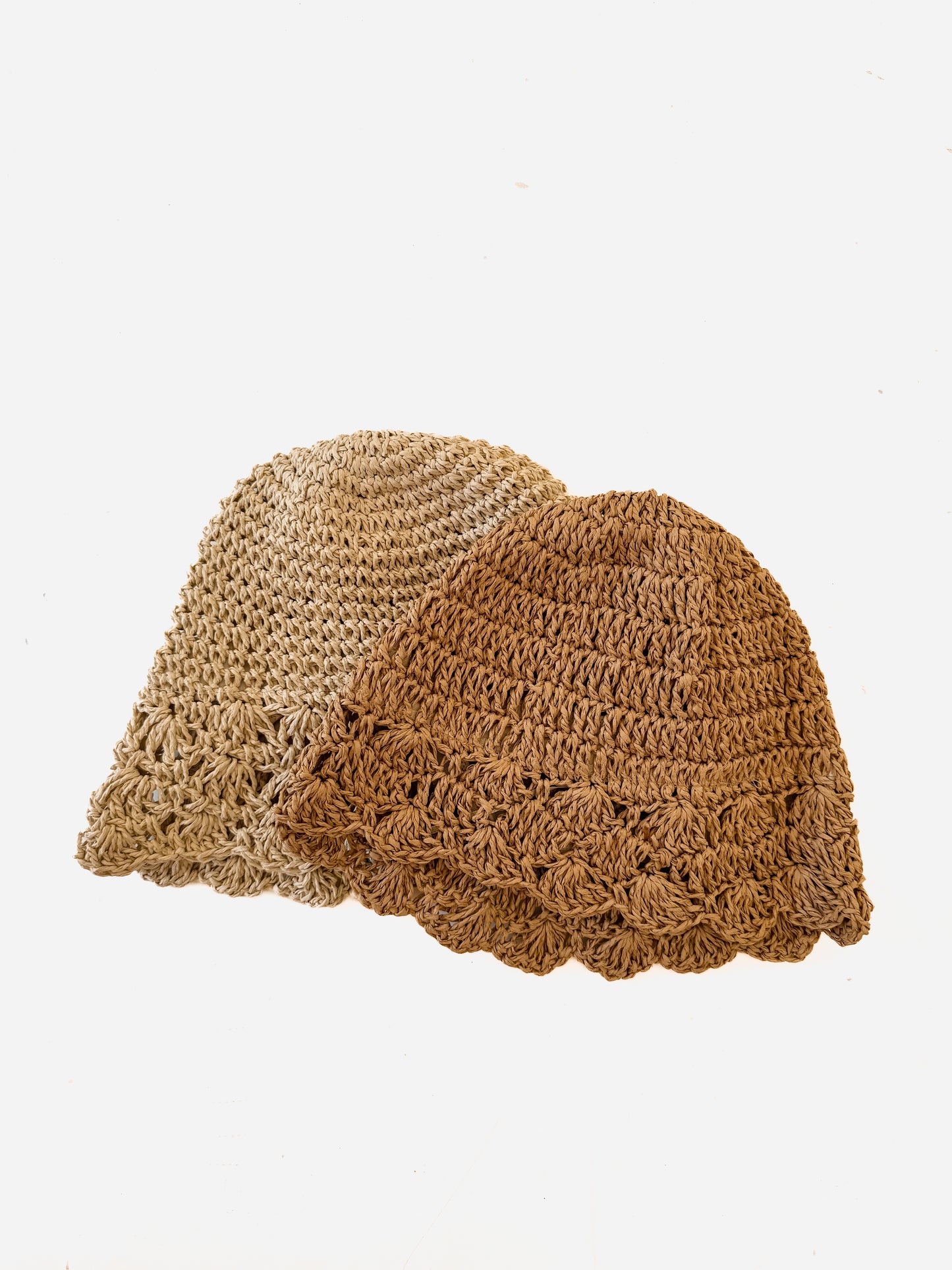 Crochet straw bucket hat light natural