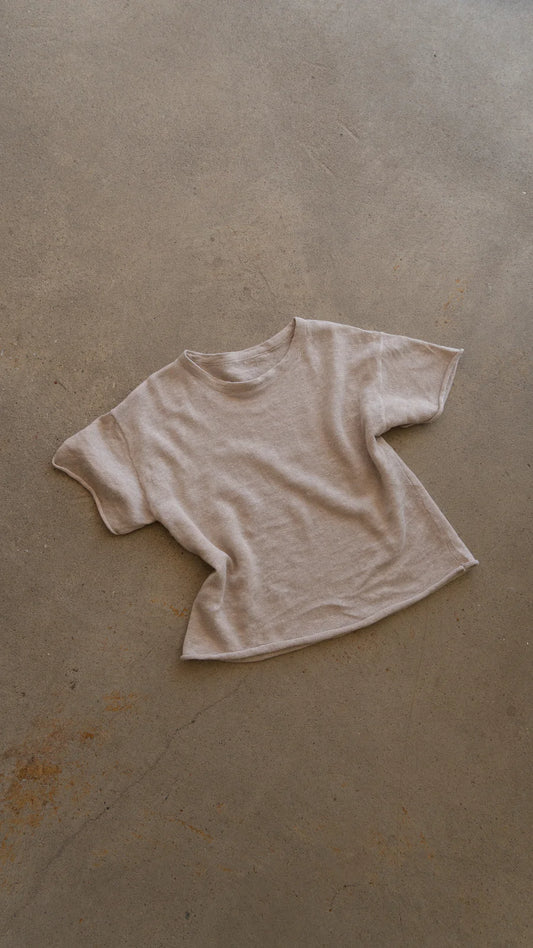 Oversized linen tee Stone