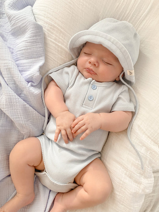 Summer Bodysuit & Sunhat - Sky Blue
