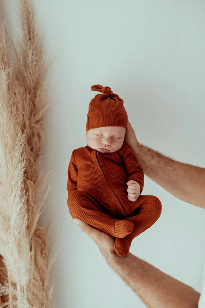 My First Outfit - Footed Overalls & Beanie Set - Bronze