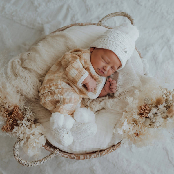 My First Beanie & Booties Set - Ivory