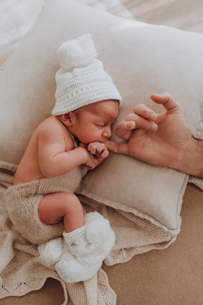 My First Beanie & Booties Set - Ivory