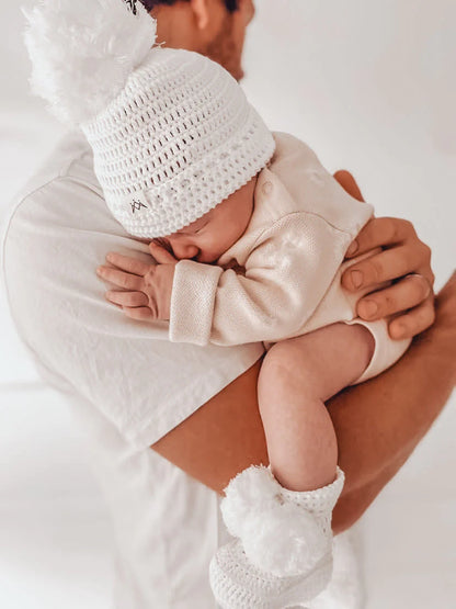 My First Beanie & Booties Set - Ivory