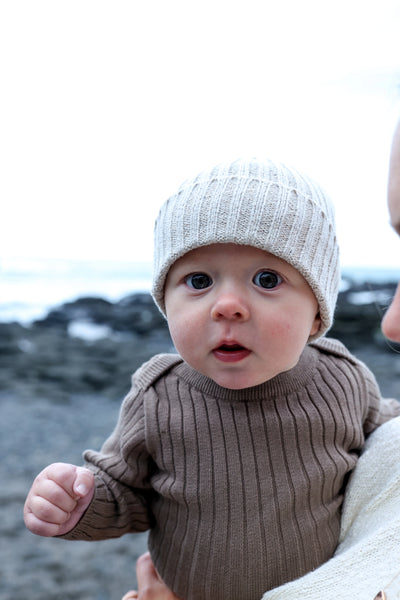 SPECKLED HEMP PIXIE BEANIE - PEBBLE
