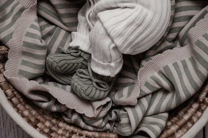 Ribbed Baby Booties - Sage