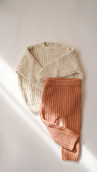 Chunky knitted legging | Terracotta