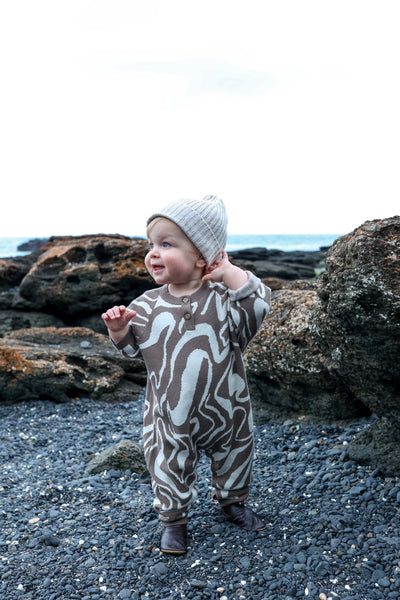 SPECKLED HEMP PIXIE BEANIE - PEBBLE