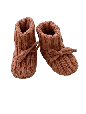 Ribbed Baby Booties - Clay
