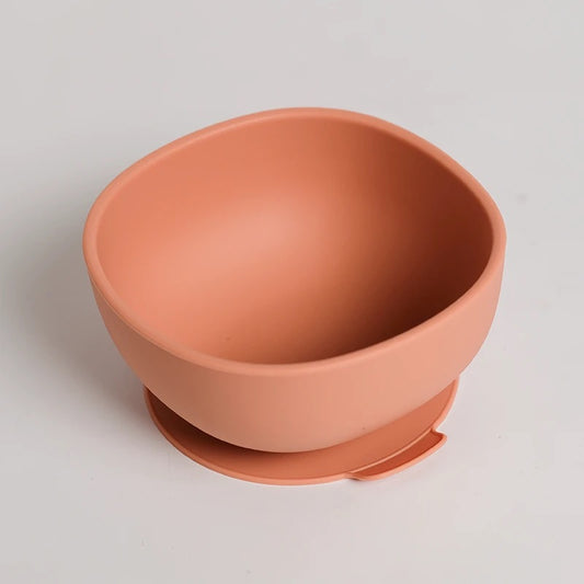 Silicon suction bowl - terracotta