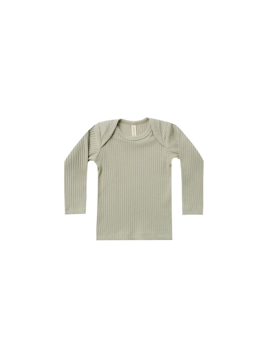 Ribbed long sleeve lap tee - sage