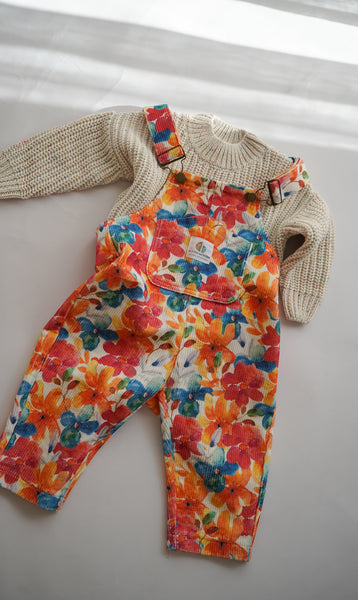 90s Floral Corduroy Overalls