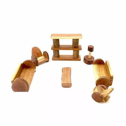 Wooden doll house furniture (living-room set)