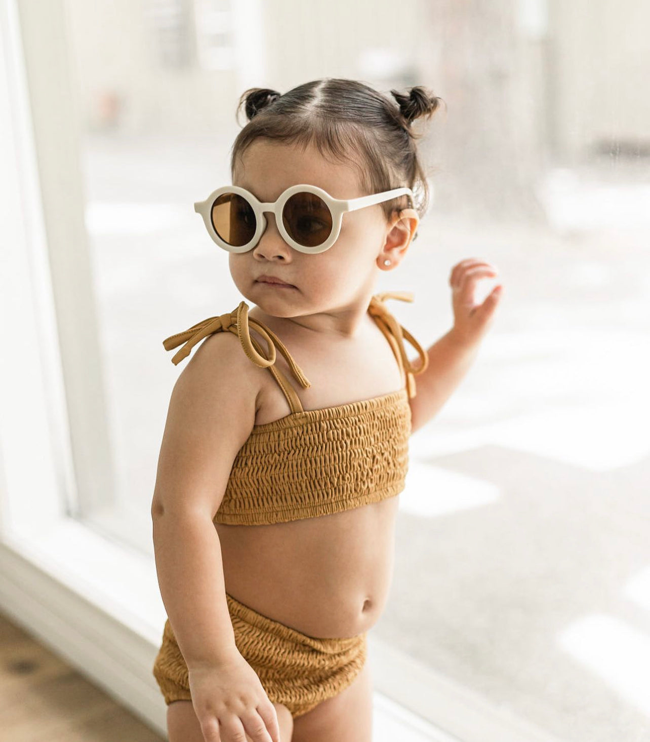 Smocked high waisted bikini set Citrus