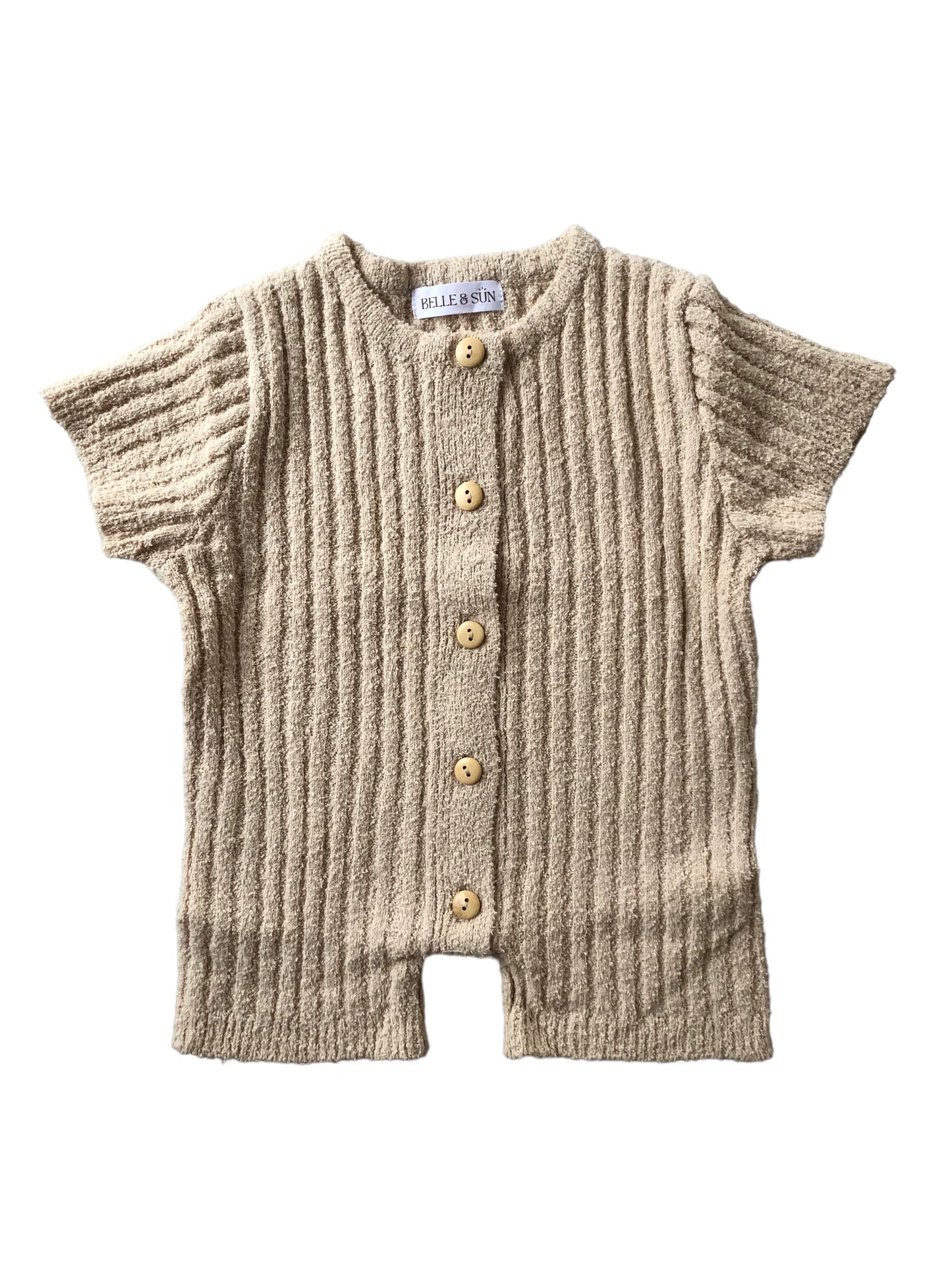 Combed cotton romper | Bone