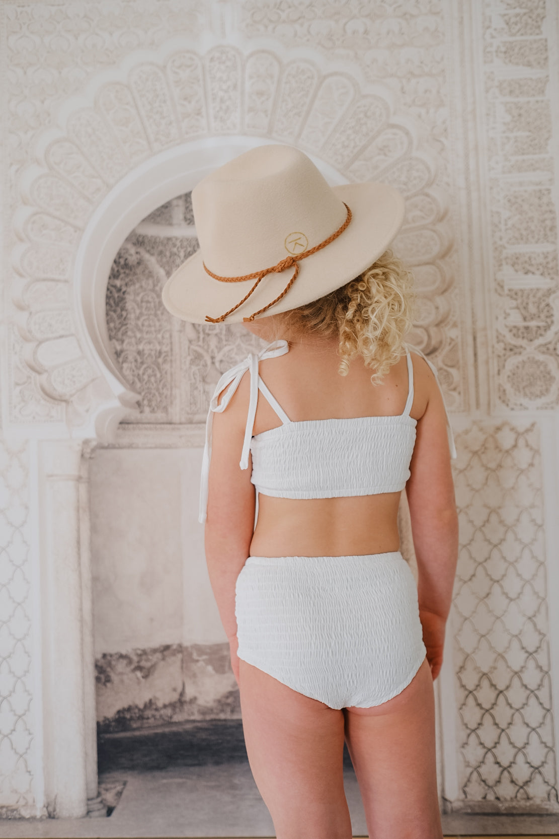 Smocked high waisted bikini set coconut