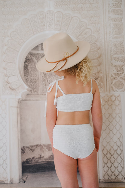 Smocked high waisted bikini set coconut