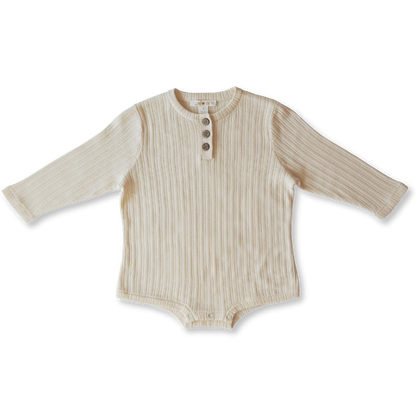 Ribbed button bodysuit -milk