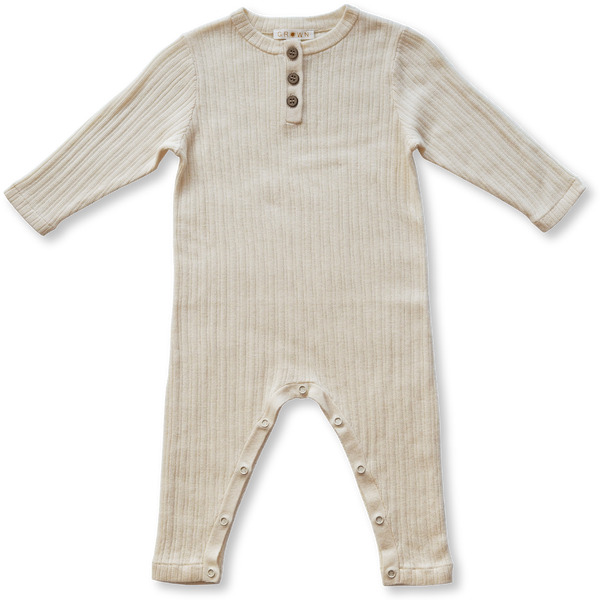 Ribbed button jumpsuit -milk