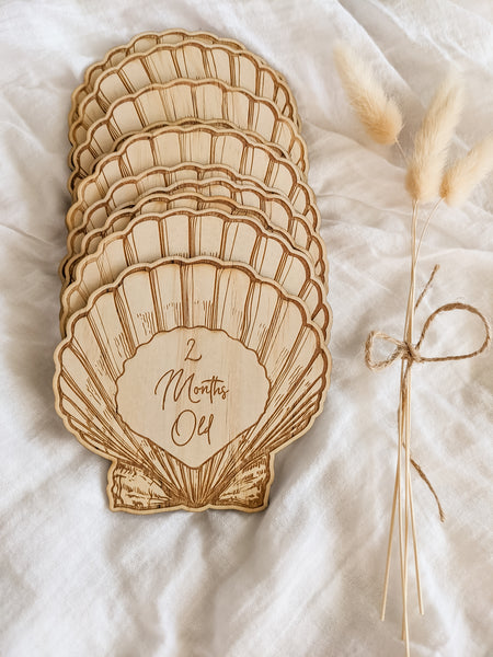 Shell wooden milestones cards