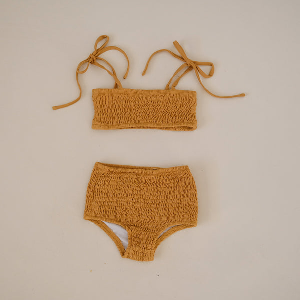 Smocked high waisted bikini set Citrus