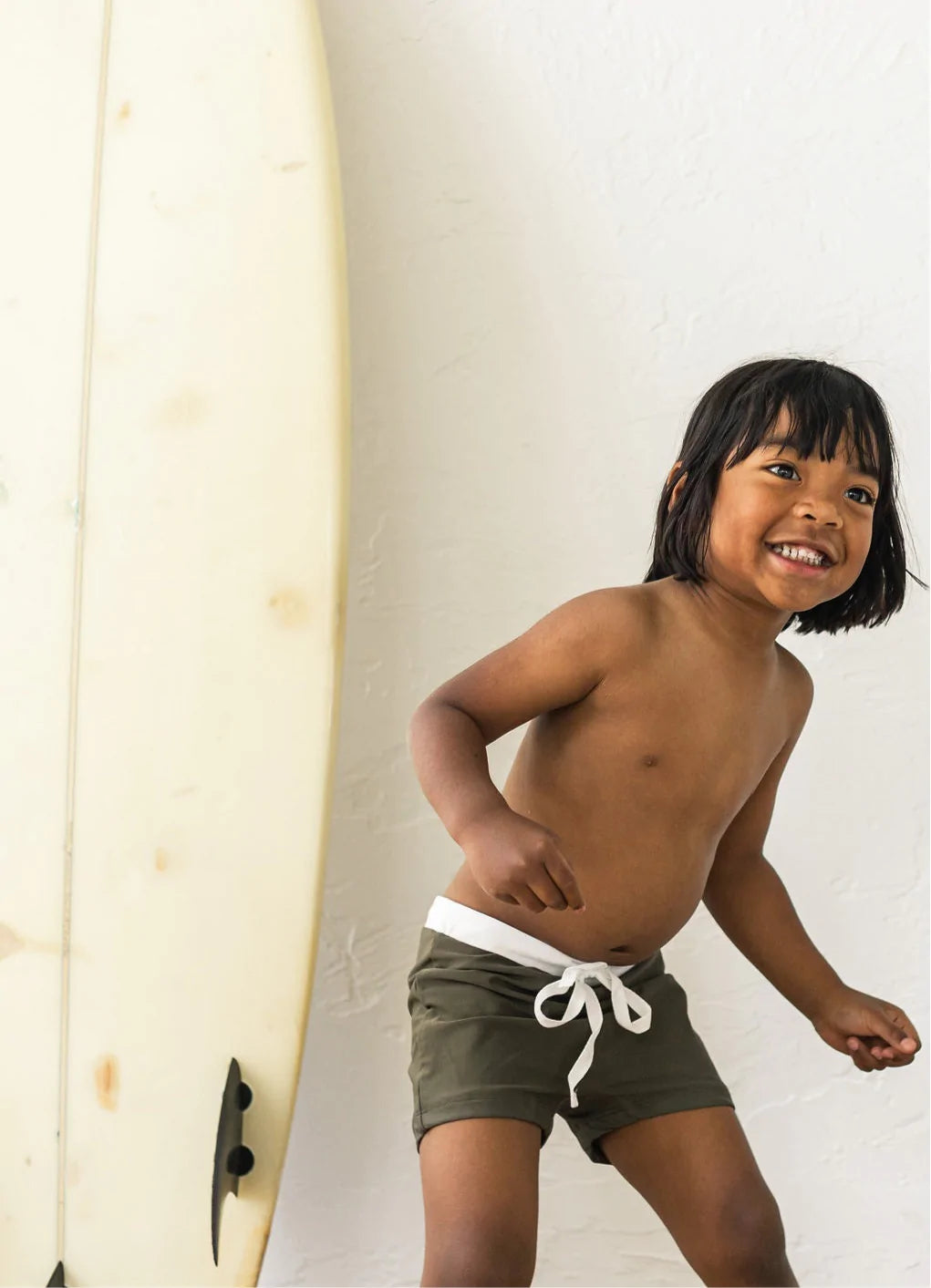 Euro Style Swim Trunks Olive